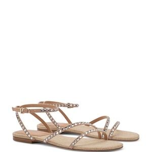 Larroudé  Patmos Crystal-Embellished Suede Sandals